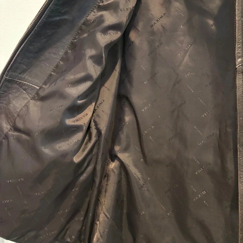 Vtg y2K Wilsons Leather Maxima Jacket Large Slim Chocolate Brown Western Moto - Picture 7 of 16